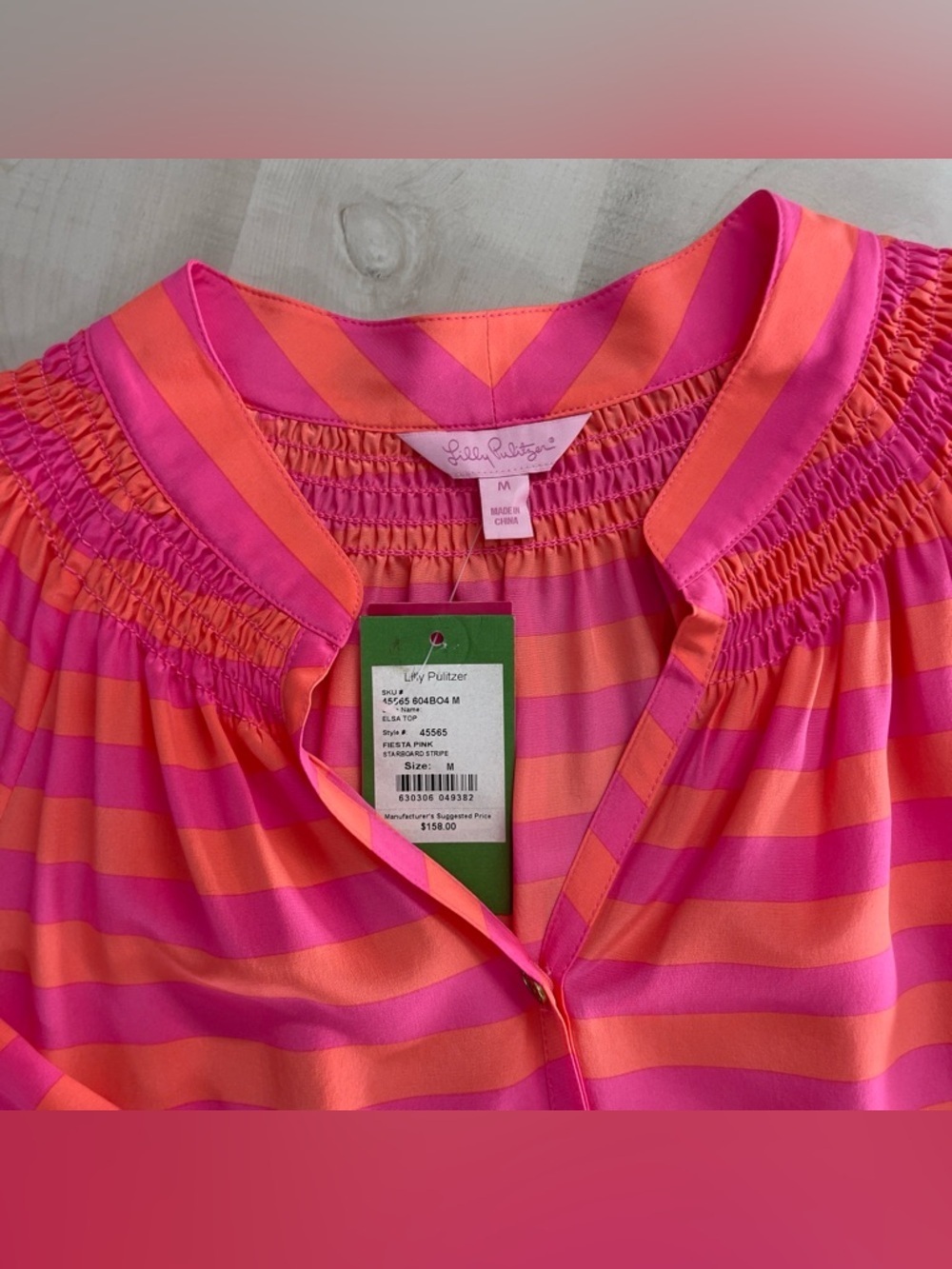 nwt LILLY PULITZER Elsa silk tunic blouse flowy top striped pink orange M - Picture 5 of 7